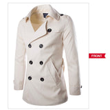 Mens Trench Coat 2019 Mens Mid Length Coat Slim Casual Coat Men Solid Adjustable Waist Male Trench Street Wear Style Wind Coat