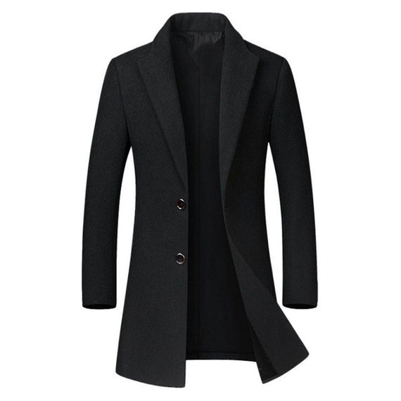 Winter Wool Jacket Men's High-quality Wool Coat casual Slim collar wool coat Men's long cotton collar trench coat
